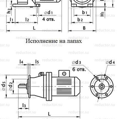 Мотор-редуктор 3МП-31,5 (МПз-31,5) - Габаритные размеры