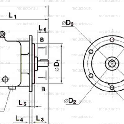 Мотор-редуктор МПО2М-15-ВК - Мотор-редуктор горизонтального фланцевого исполнения – В и ВК